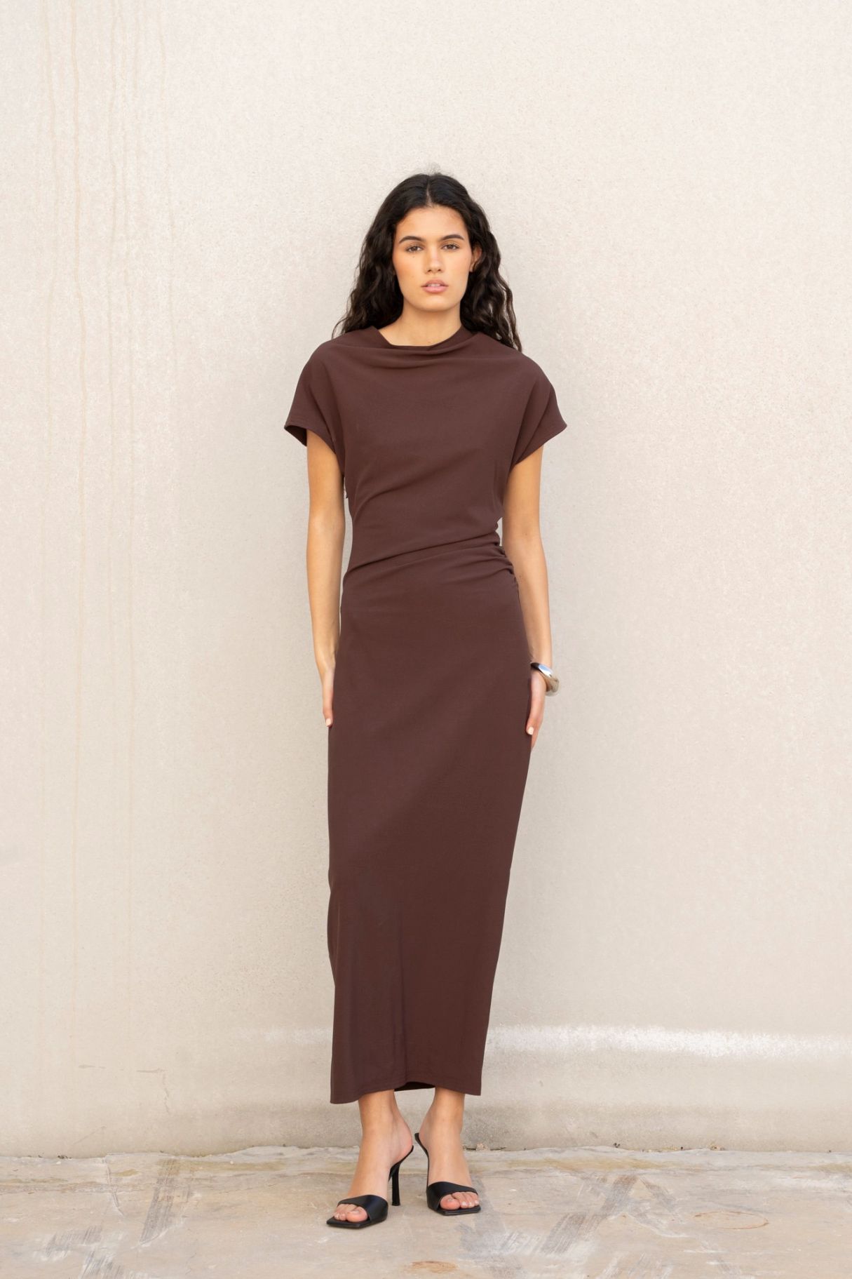 DRAPED MIDI DRESS