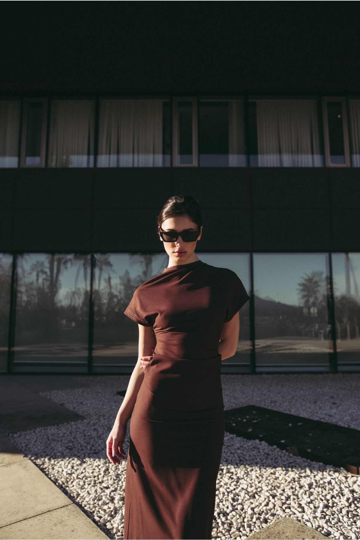 DRAPED MIDI DRESS